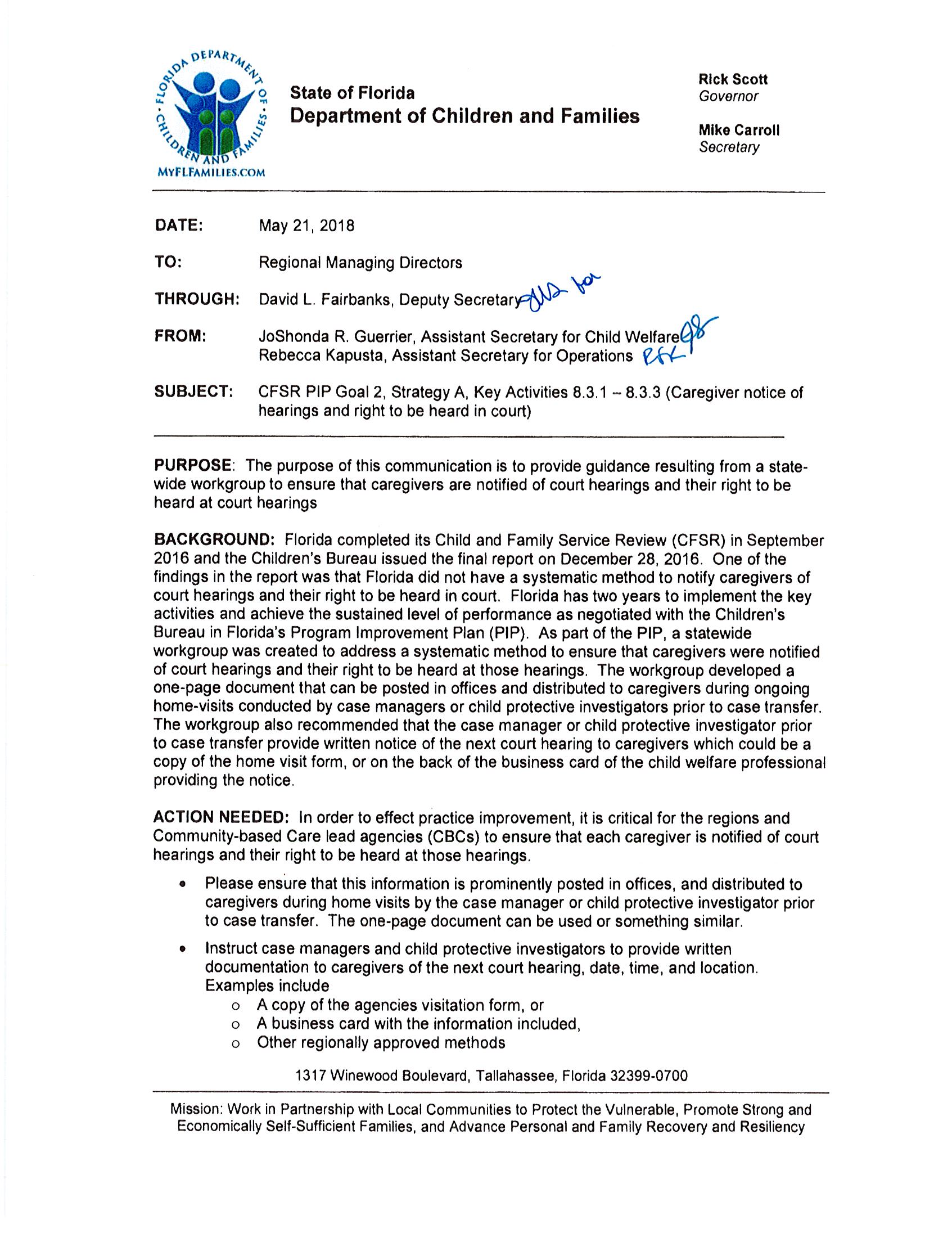 Caregivers Notice of Hearings Letter P1