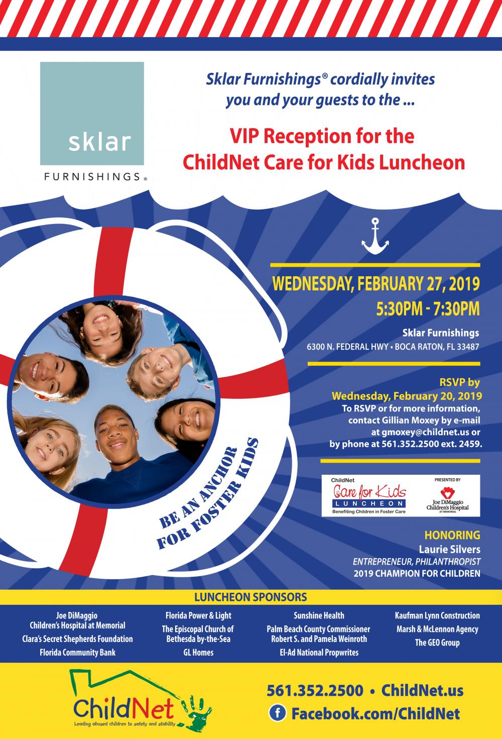 Brochure for VIP Reception sponsored by Sklar. 